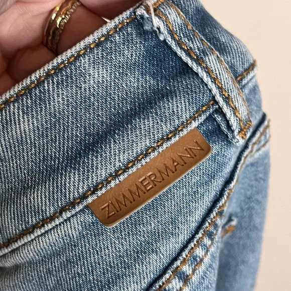 ZIMMERMAN Light Blue Denim Straight Leg Jeans Size 24 non distressed designer - Picture 6 of 6